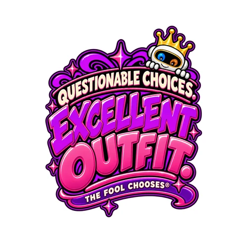 Questionable choices, excellent outfit — illustrative coaster preview